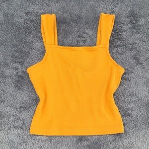 NEVER WORN Cute Mustard Yellow Y2K Thick Straps / Sleeveless Knitted Crop Top